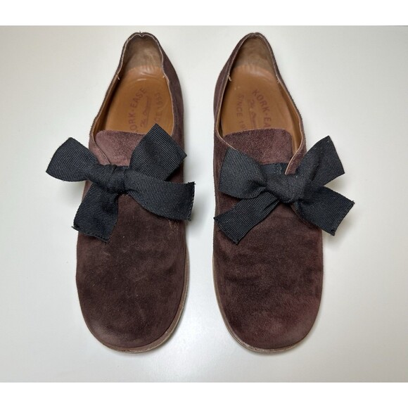 Kork-Ease Women Beryl Oxford Slip On Shoes Suede Burgundy Big Bow Retro SIZE 7.5 - Picture 6 of 12